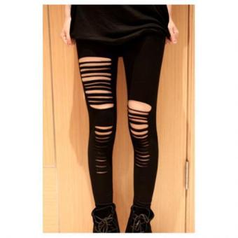 SuperCart Women Skinny Sexy Ripped Stretch Pants Slim Pencil Trousers Leggings Jeggings ( Black )   