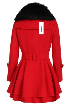 SuperCart Zeagoo Winter Coat Long Slim Parka Wool Coat Jacket Outwear Wool Blend Coat (Red)    