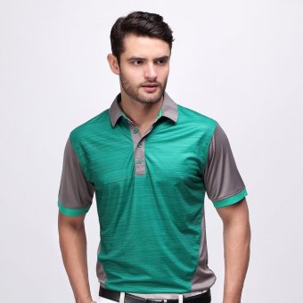 Svingolf Iron Polo Baju Golf Pria (Hijau / Abu-Abu Titanium)  