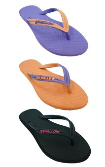 Swallow Sandal SLIMFEET Karet Alami - Bundle 3 Pasang Violet-Orange-Hitam  