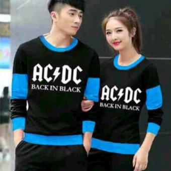 Sweater Couple H~Shico AC-DC ( Hitam kombinasi Turkis )  