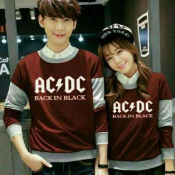 Sweater Couple H~Shico AC-DC ( Maroon kombinasi Abu )  