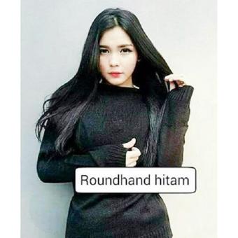 Sweater Hangat Bahan Rajut - Roundhand Hitam  