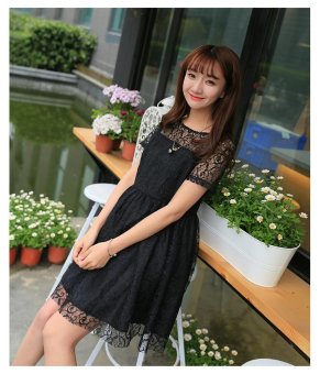 Sweet Lace Maternity Mother Nursing Dress Summer Fashion Breastfeeding Clothes for Pregnant Women Breast Feeding Wear?Black ? - intl  