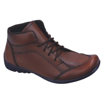 Syaqinah Sepatu Kulit Boots Pria - Coklat  