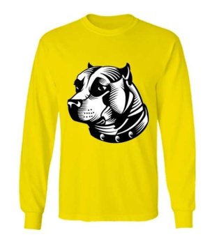 Sz Graphics Bulldog T-Shirt Long Sleeve Pria Kaos Lengan Panjang Pria Kaos Pria T Shirt Pria T Shirt Fashion-Kuning  