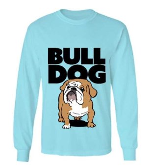 Sz Graphics Bulldog T Shirt Long Sleeve Wanita Kaos Lengan Panjang Wanita T Shirt Wanita Kaos Wanita T Shirt Fashion-Biru  