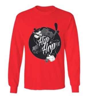 Sz Graphics Hip Hop T-Shirt Long Sleeve Pria Kaos Lengan Panjang Pria Kaos Pria T Shirt Pria T Shirt Fashion-Merah  