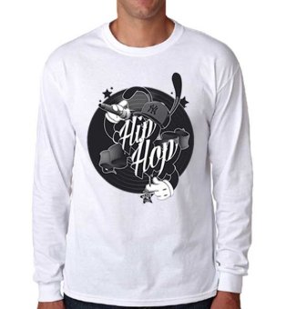 Sz Graphics Hip Hop T-Shirt Long Sleeve Pria Kaos Lengan Panjang Pria Kaos Pria T Shirt Pria T Shirt Fashion-Putih  