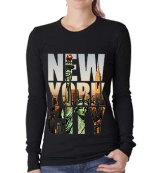 Sz Graphics New York City T Shirt Long Sleeve Wanita Kaos Long Sleeve Wanita T Shirt Wanita-Hitam  