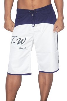 T-W Men Trendy Boardshort - Navy-Putih  
