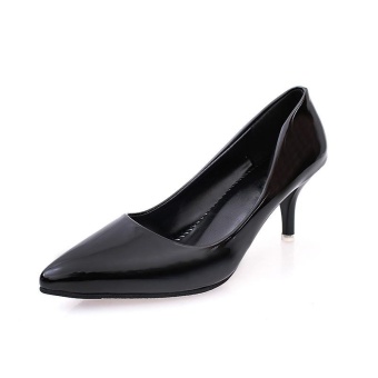 Tauntte 2017 New Summer Korean Shallow High Heel Pumps Women Formal Pointed Toe Thin Heel Shoes Patent Leather Shoes For Lady (Black) - intl  
