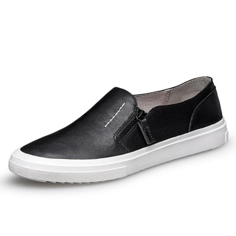 Tauntte Fashion Slip On Genuine Leather Shoes Men Breathable Bussiness Formal Shoes (Black) - intl  