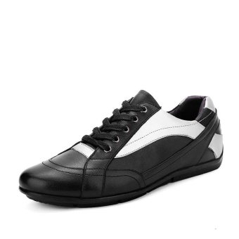 Tauntte Genuine Leather Men Sneakers Fashion Casual Shoes Plus Size (Black) - intl  