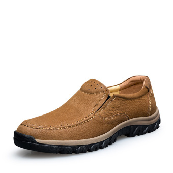 Tauntte High Quality Genuine Leather Shoes Men Fashion Slip On Casual Shoes Breathable Dress Shoes (Brown) - intl  