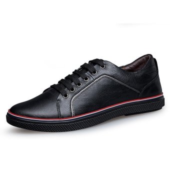 Tauntte Korean Genuine Leather Shoes Fashion Men Casual Shoes (Black) - intl  