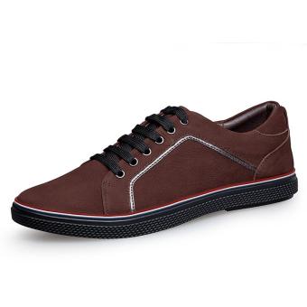 Tauntte Korean Genuine Leather Shoes Fashion Men Casual Shoes (Brown) - intl  