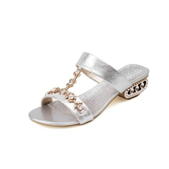 Tauntte New Summer Women Crytal Sandals Fashion Breathable Casual Slides For Lady (Silver) - intl  