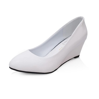 Tauntte Summer Wedges Pumps Korean Shallow Casual Shoes Plus Size (White) - intl  