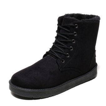 Tauntte Winter Men Snow Boots Fashion Cow Suede Martin Boots (Black) - intl  
