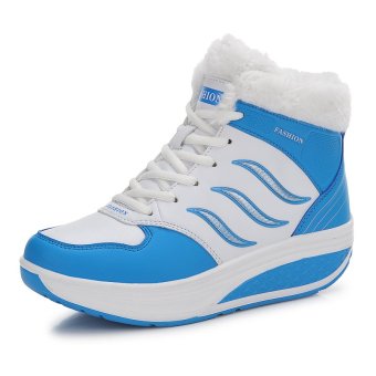 Tauntte Winter Women Height Increasing Casual Shoes Fashion Keep Warm Shake Shoes With Fur (Blue) - intl  