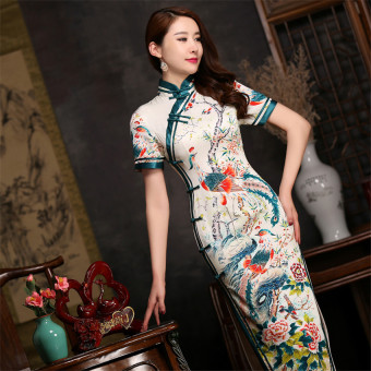Temperament Thin Slim Cheongsam Dress Style Lady (Floral) - Intl  