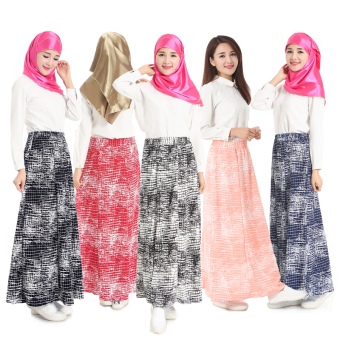 The New Muslim Fashion Denim Skirts Long Paragraph Hemp Bubble (Royalblue) - Intl  