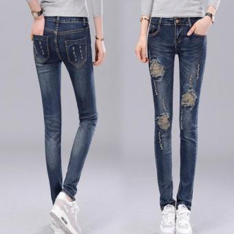 The New Spring Hole Jeans Pants Dress Slim Pencil Pants Jeans Factory Direct - Intl - Intl  
