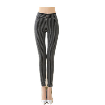 The new spring/summer 2016 show thin elastic white vertical stripes nine points leggings Pencil pants panty2016 - Intl - Intl?  