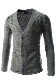 TheLees 5 Button Casual Cardigan (Grey)  