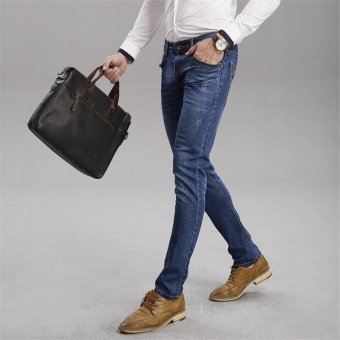 TongLuRen LNZK0004-A Jeans Fashion Men Straight Jeans Slim Stretch Denim Business Trousers (Blue) (Intl)  