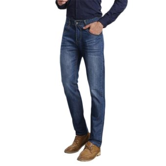 TongLuRen LNZK0021-A Jeans Casual Fashion Men Straight Jeans Stretch Denim Slim Trousers (Blue) (Intl)  