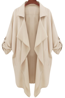 Toprank Autumn Spring Hot Women Large Size Long Coat Chiffon Loose Trench Coats Outwear ( Beige )  