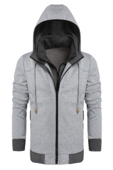 Toprank Coofandy Men's Warm Hooded Slim Pullover Coat Hoodies (Grey) (Intl) - intl  