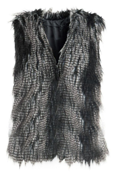Toprank Crazy Discount Women Faux Fur Vest Winter Long Vest Sleeveless Luxury Fur Coat Plus Size Slim Fur Vest ( Black )  