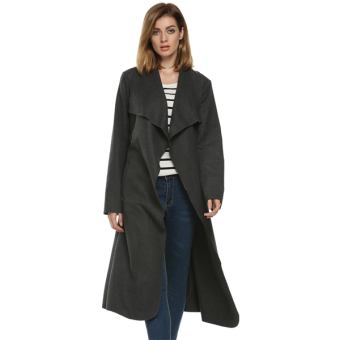 Toprank Finejo Cool Women Autumn Winter Long Wool Coat With Belt (Intl)  