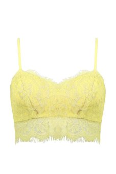 Toprank Floral Lace Cami Tank Top Party Corset Bra Bralet Strap Bodycon Crop Top ( Yellow )  