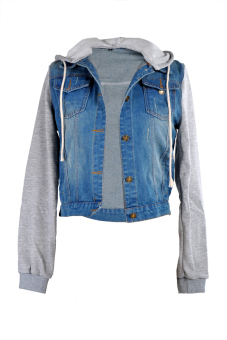 Toprank Long Sleeve Denim Jacket Women Basic Jackets Patchwork Long Sleeve Jeans Jacket Denim Coat S-Xxxl ( Blue ) - intl  