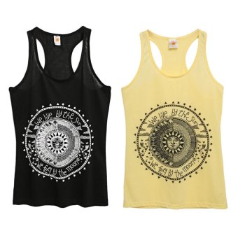 Toprank New Fashion Women Sleeveless Print Casual Tank Tops T-Shirt ( Yellow ) - intl  