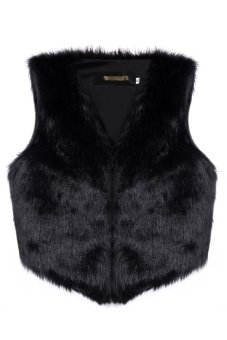 Toprank Outerwear Autumn Winter Women Faux Fur Vest Gilet Sleeveless Jacket Casual Warm Coat Waistcoat Plus Size ( Black )  