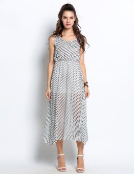 Toprank Polka Dots Chiffon Dress (White) - intl  