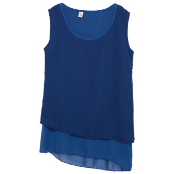 Toprank Women Casual Chiffon Sleeveless Multilayer Irregular Tank Top Blouse ( Blue ) - intl  