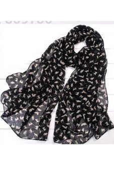 Toprank Women Lady Winter Autunm Spring Dots Spot Star Chiffon Soft Shawl Scarf Neck Wrap Headscarf ( Black )  