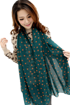 Toprank Women Lady Winter Autunm Spring Dots Spot Star Chiffon Soft Shawl Scarf Neck Wrap Headscarf ( Green )  