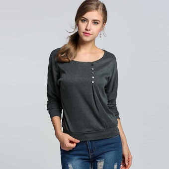 Toprank Women's Fashion Batwing Long Sleeve Autumn Winter Shirt Warm Base Shirt Tops Blouse ( Gray ) - intl  