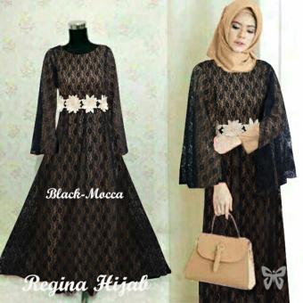 Trend Baju - Maxi Jersey Lapis Brukat Uk L - Black  