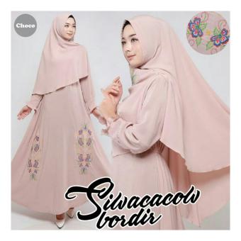 trendshopee Gamis Wanita Muslimah Syari Siwacacow Bordir [CHOCO]  