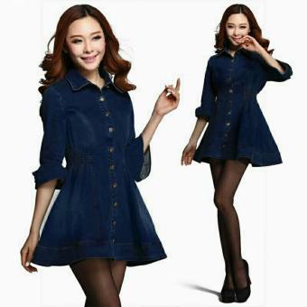 trendshopee mini Dress Wanita Denim Fashion  