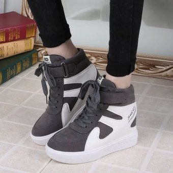 Trendy Hidden Wedge and Color Blcok Design Sneakers For Women - GRAY - intl  