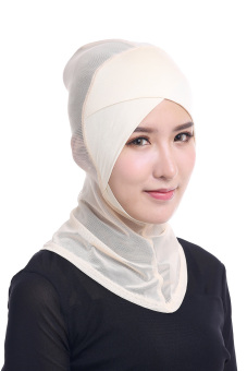 Tudung Inner Cap Muslim Cross Render Cap Lace Hijab - Beige - intl  